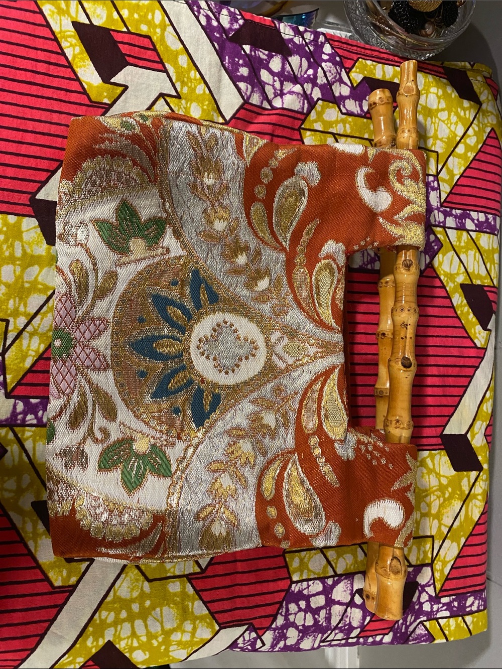 Decorative Paisley Jacquard Accent Clutch